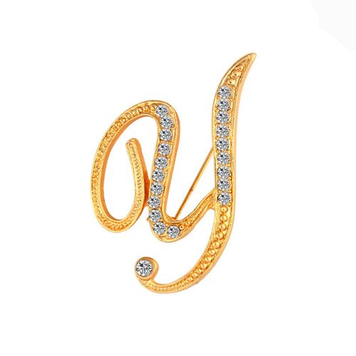 Broche Lettre Clip Pour Femme, Broches En Métal Plaqué Argent, Strass, Col De Chemise Trempé