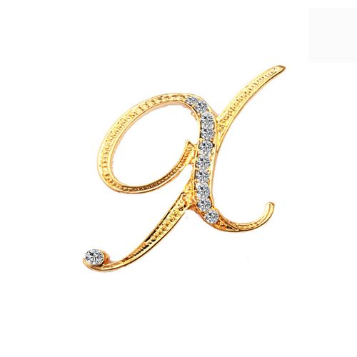 Broche Lettre Clip Pour Femme, Broches En Métal Plaqué Argent, Strass, Col De Chemise Trempé