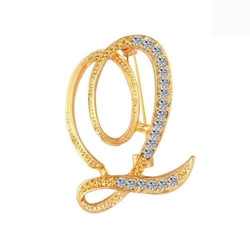 Broche Lettre Clip Pour Femme, Broches En Métal Plaqué Argent, Strass, Col De Chemise Trempé
