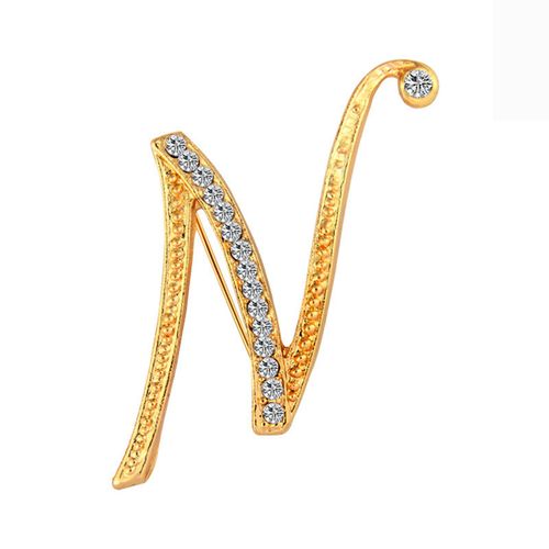 Broche Lettre Clip Pour Femme, Broches En Métal Plaqué Argent, Strass, Col De Chemise Trempé