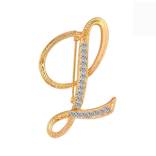 Broche Lettre Clip Pour Femme, Broches En Métal Plaqué Argent, Strass, Col De Chemise Trempé