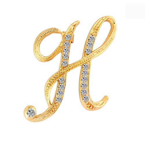 Broche Lettre Clip Pour Femme, Broches En Métal Plaqué Argent, Strass, Col De Chemise Trempé