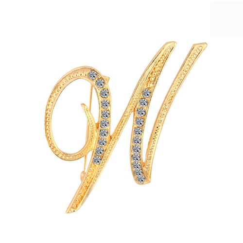 Broche Lettre Clip Pour Femme, Broches En Métal Plaqué Argent, Strass, Col De Chemise Trempé