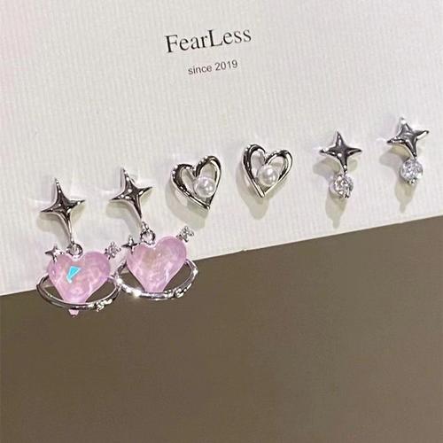 Boucles D'oreilles En Forme De Goutte D'eau Avec Nministériels D Papillon En Forme De C¿Ur, Bijoux En Clip Rose, Accessoires Esthétiques Pour Bol, Mode Coréenne, Y2k