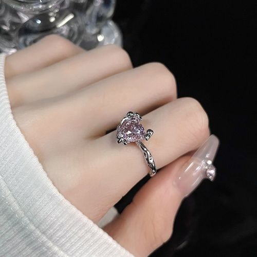 Bagues Gothiques En Cristal Noir Unisexe, Anneau Ouvert En Pierre Ronde Sombre De Lave, Grunge Punk Hip Hop, Bijoux De Fête