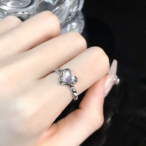 Bagues Gothiques En Cristal Noir Unisexe, Anneau Ouvert En Pierre Ronde Sombre De Lave, Grunge Punk Hip Hop, Bijoux De Fête