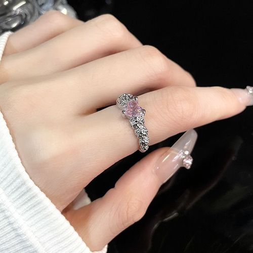 Bagues Gothiques En Cristal Noir Unisexe, Anneau Ouvert En Pierre Ronde Sombre De Lave, Grunge Punk Hip Hop, Bijoux De Fête