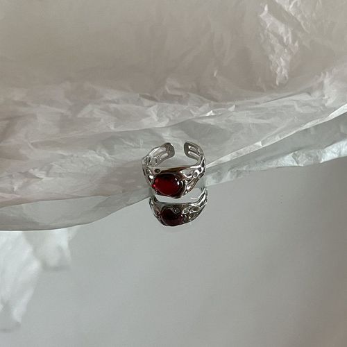 Bague Ovale Vintage Pour Femmes, Couleur Argent, Rouge, Tendance, Pierre Naturelle Irrégulière, Luxe, Bijoux Esthétique, Cadeau, Y2k