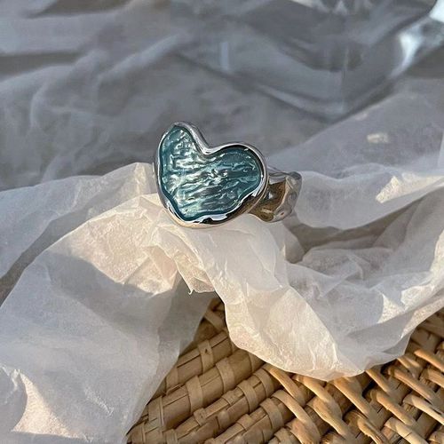 Bague En Émail Coeur, Néon, Rose, Orange, Turquoise, Bleu, Pendentif Goutte D'huile, Bijoux De Fête Romantiques Doux, Vente En Gros