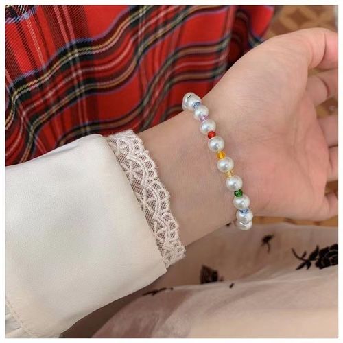 Petit Bracelet Élastique En Cristal De Couleur Fraîche, Coréen Ins, Perle Douce Pour Jeune Fille