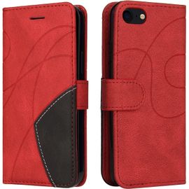 Coque Iphone Se 2022/Iphone Se 2020/Iphone 7/Iphone 8 Flip Pu Cuir Magnétique Protection Case Portefeuille Pour Iphone 7 Se 2022 Étui De Protection Pour Iphone Se 2020 Rouge