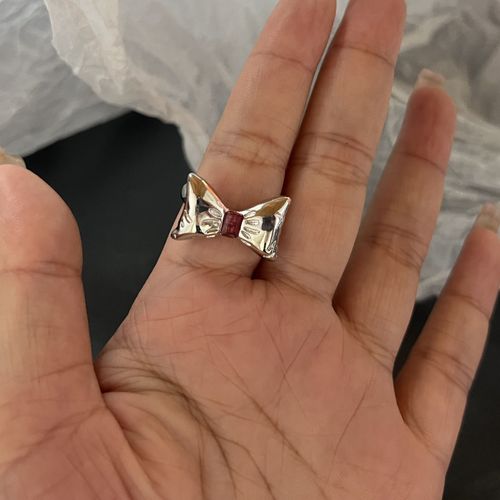Bague Gothique En Clip Noir Et Rouge Pour Femme, Anneau Ouvert, Réglable, Exquis, Y2k, C¿Ur, Papillon, Étoile, Bijoux Cool