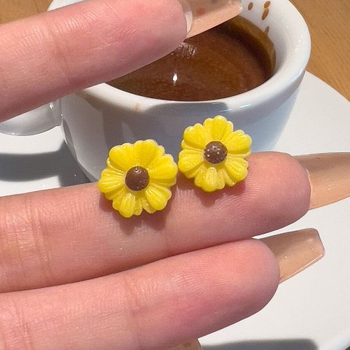 Broche D'oreille En Acier Inoxydable Pour Femmes Coréennes, Ensemble De Boucles D'oreilles À Tige Andrsunflower, Bijoux D'oreille Fleur, Cadeau Acrylique, Détruire