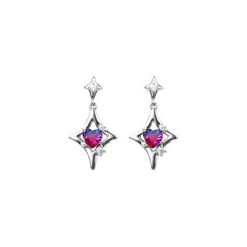 Boucles D'oreilles Vintage Pour Egirl Grunge, Bijoux Esthétiques, Coeur De Pêche, Pierre Rose Violette, Aucun Pendentif Goth Harajuku, Mariage Y2k