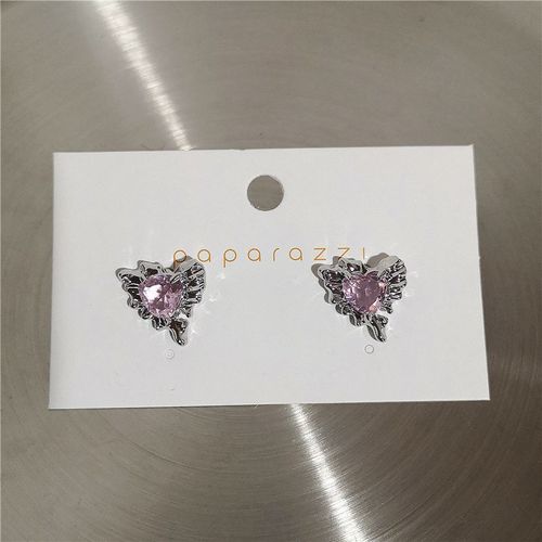 Boucles D'oreilles Vintage Pour Egirl Grunge, Bijoux Esthétiques, Coeur De Pêche, Pierre Rose Violette, Aucun Pendentif Goth Harajuku, Mariage Y2k