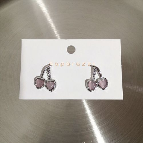 Boucles D'oreilles Vintage Pour Egirl Grunge, Bijoux Esthétiques, Coeur De Pêche, Pierre Rose Violette, Aucun Pendentif Goth Harajuku, Mariage Y2k