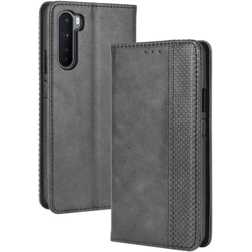 Rétro Coque Compatible Avec Oneplus Nord Oneplus 8 Nord 5g Cover Etui Portefeuille En Cuir Fermeture Magnétique Porte Folio Folio Pour Cartes Noir