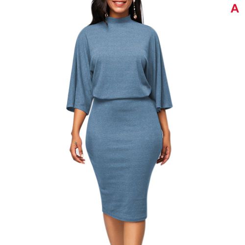 Robe Crayon À Col Ras Du Cou Pour Femmes, Vêtements De Travail, Manches Mi-Longues, Pour Cocktail, Eig88