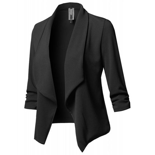 Veste Ouverte Monochrome Pour Femme, Veste En Coton Durable, Tenue De Soirée Décontractée, Eig88, 03