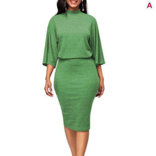 Robe Crayon À Col Ras Du Cou Pour Femmes, Vêtements De Travail, Manches Mi-Longues, Pour Cocktail, Eig88
