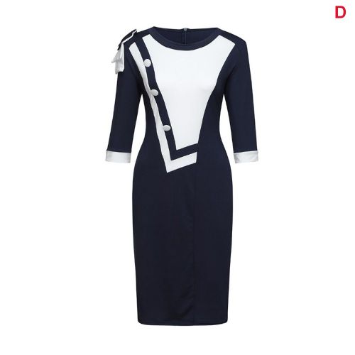 Robe Crayon À Col Ras Du Cou Pour Femmes, Vêtements De Travail, Manches Mi-Longues, Pour Cocktail, Eig88