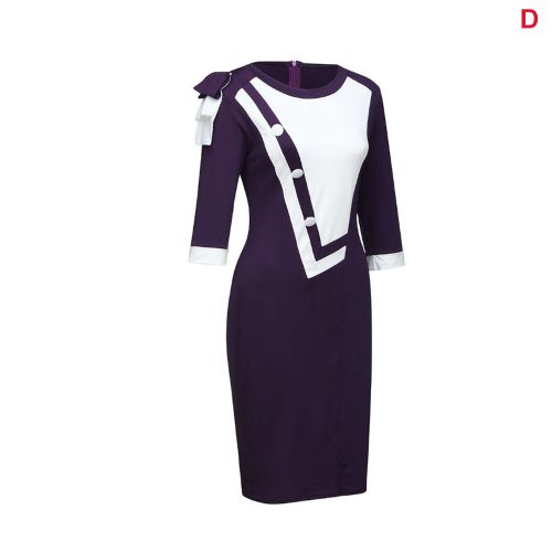 Robe Crayon À Col Ras Du Cou Pour Femmes, Vêtements De Travail, Manches Mi-Longues, Pour Cocktail, Eig88