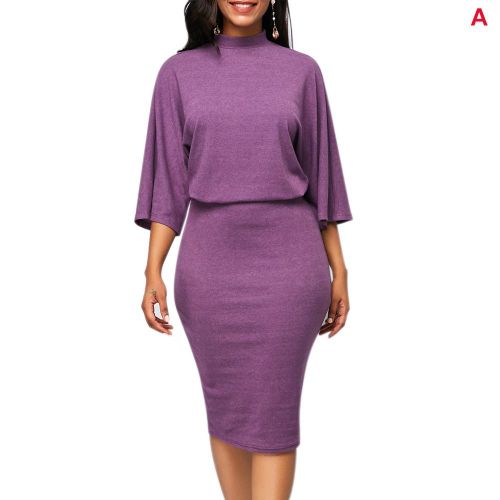 Robe Crayon À Col Ras Du Cou Pour Femmes, Vêtements De Travail, Manches Mi-Longues, Pour Cocktail, Eig88
