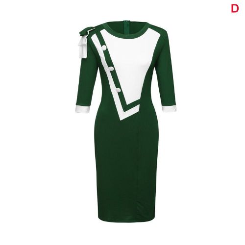Robe Crayon À Col Ras Du Cou Pour Femmes, Vêtements De Travail, Manches Mi-Longues, Pour Cocktail, Eig88