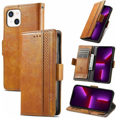 Coque Pour Iphone 13 Portefeuille Housse Homme Orange Simple Mode Magnétique Portefeuille Housse Pour Iphone 13 Flip Cover Case Avec Porte-Carte