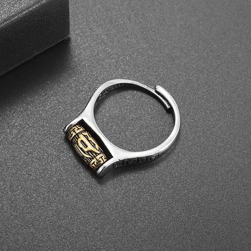 Bague Mantra Bouddhiste Pour Homme, Personnalité Simple, Gravure Exquise, Roue En Métal Ouverte, Amulette Religieuse, Bijoux Cadeau