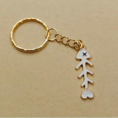 Porte-Clés En Forme D'os De Poisson Dégoulinant D'huile, Porte-Clés Amulette, Bijoux Faits À La Main, Ornement De Pendentif De Sac, Nouvelle Mode