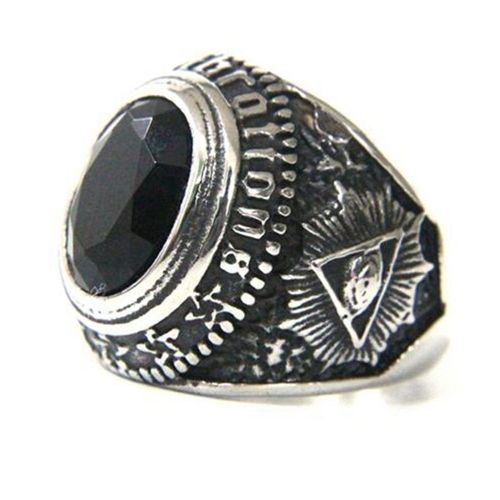 Bague Punk Pour Homme, Satan, Démon, Animal, Tête De Mouton, Pentagramme, Pierre Noire Ou Bleue, Bijoux Tendance, Personnalité De La Mode