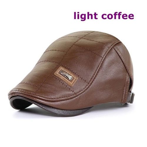 Béret Rétro En Similicuir Pour Homme, Chapeau À Visière, Chaud, Plat, Ajustable, Automne-Hiver