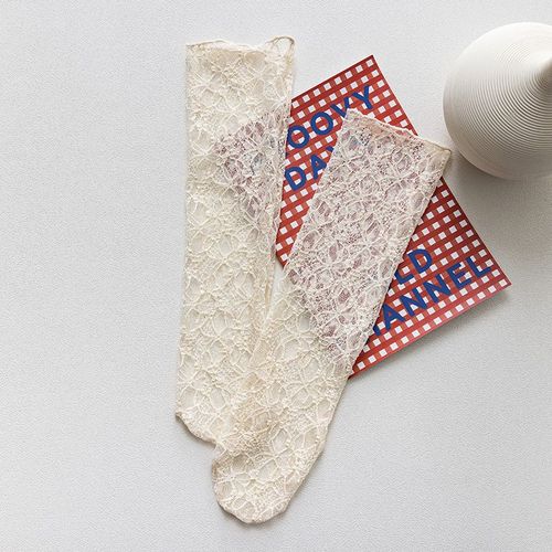 Chaussettes Rétro En Dentelle Pour Femmes, Chaussettes En Maille À Sertir, Motif De Fleurs, Lolita Mignonnes, Tube Moyen Transparent, Chaussettes Douces Et Respirantes Pour Filles