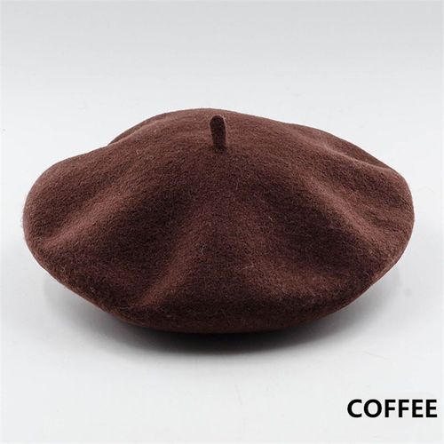 Béret Uni De Style Français Vintage Pour Femme, Bonnet Chaud En Laine Pour Fille, Chapeau D'artiste Français, Casquette D'hiver