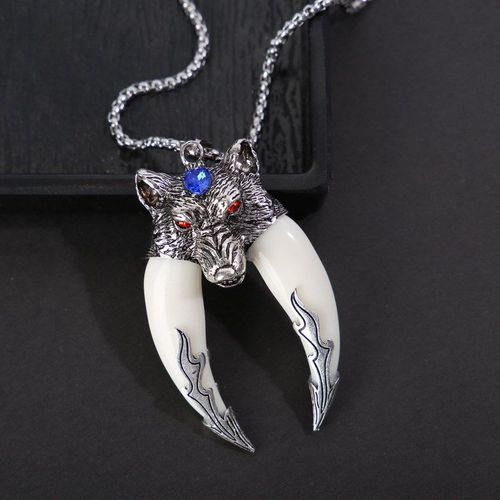 Pendentif Griffe De Dragon Hip-Hop Plaqué Argent Pour Homme, Simulation Dominatrice, Dent De Loup, Bijoux D'équitation De Moto, Cadeau