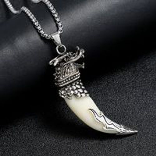 Pendentif Griffe De Dragon Hip-Hop Plaqué Argent Pour Homme, Simulation Dominatrice, Dent De Loup, Bijoux D'équitation De Moto, Cadeau