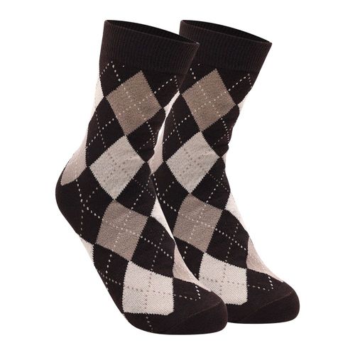 Chaussettes Épaisses Et Chaudes À Carreaux Diamant Pour Femmes, Style Rétro Harajuku, Décontracté, En Coton, Déodorant, Collection Automne Et Hiver