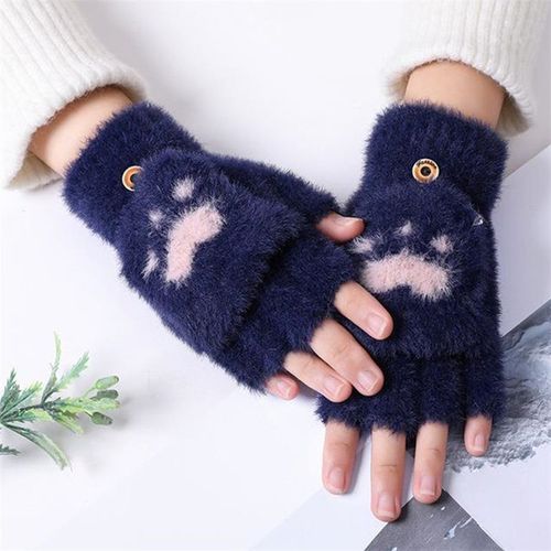 Gants De Vison Avec Griffe De Chat, En Laine Chaude D'hiver, Pour Écran Tactile, Pour Femmes Et Hommes, Gants À Rabat Sans Doigts, Mitaines Tricotées