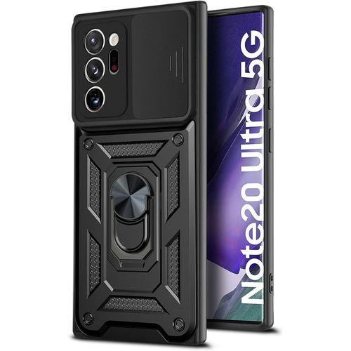 Pour Samsung Galaxy Note20 Ultra Coque Pour Galaxy Note20 Ultra Étui Téléphone Portable Pc Backptare+Tpu Soft Shell+Ring Stand Sj-Tck Black