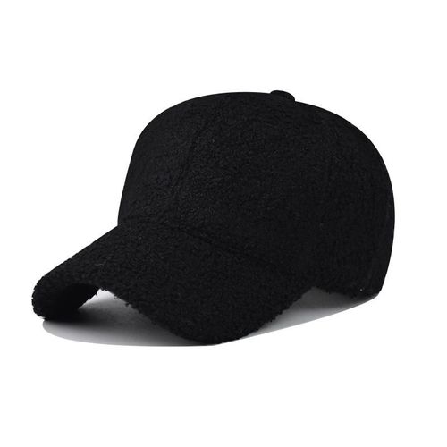 Casquettes De Baseball Unisexes En Fourrure D'agneau, Chapeaux De Baseball Réglables, Laine Chaude, Peluche, Document Solide, Coréen, Hiver