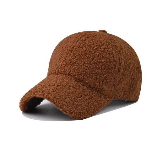 Casquettes De Baseball Unisexes En Fourrure D'agneau, Chapeaux De Baseball Réglables, Laine Chaude, Peluche, Document Solide, Coréen, Hiver