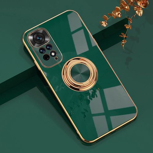 Coque Pour Xiaomi Redmi Note 11 4g Xiaomi Redmi Note 11s 4g Coque Housse Étui Élégante Case Silicone Tpu Fine Souple Coloré Slim Antichoc Etui Avec Anneau Bague Magnétique Support Vert Foncé