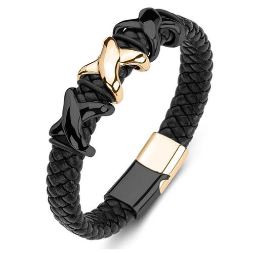 Bracelet En Cuir Et Soie Pour Hommes, Classique, Noir, Vintage, Délicat, Tissé À La Main, Métal, Boucle Magnétique, Manchette, Bijoux D'affaires, Cadeau