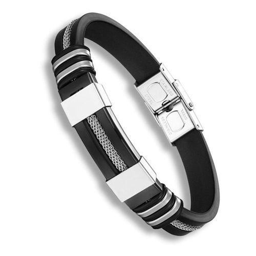 Bracelet En Cuir Et Soie Pour Hommes, Classique, Noir, Vintage, Délicat, Tissé À La Main, Métal, Boucle Magnétique, Manchette, Bijoux D'affaires, Cadeau