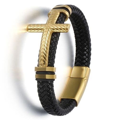 Bracelet En Cuir Et Soie Pour Hommes, Classique, Noir, Vintage, Délicat, Tissé À La Main, Métal, Boucle Magnétique, Manchette, Bijoux D'affaires, Cadeau