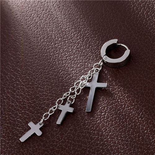 Boucles D'oreilles Croix Papillon, Double Piercing, Crochet D'oreille, Punk Argent, Piercing, Bijoux