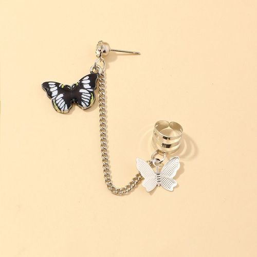 Boucles D'oreilles Croix Papillon, Double Piercing, Crochet D'oreille, Punk Argent, Piercing, Bijoux