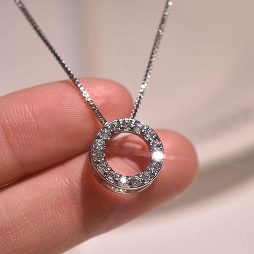 Insnew-Collier Pendentif Cercle En Cristal Argenté Pour Femme, Fête Romantique Simple, Accessoires De Costume, Cadeau