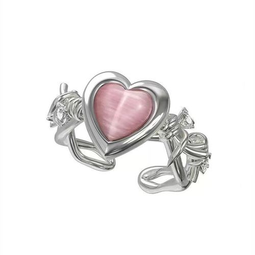 Bague En Cristal Rose Pour Femmes, Anneau Ouvert En Forme De C¿Ur, Punk Épine, Vintage, Accessoires Bijoux, 2022